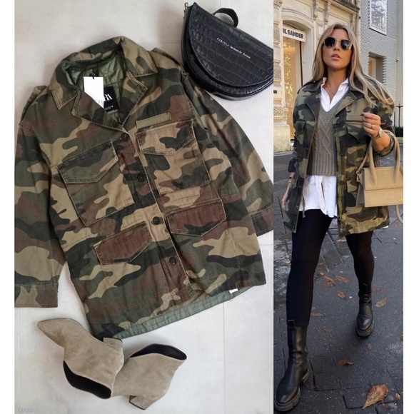 ๐๐ ZARA ๐๐ bloggers double layer camo jacket with vest. NWT size XS - Picture 3 of 7